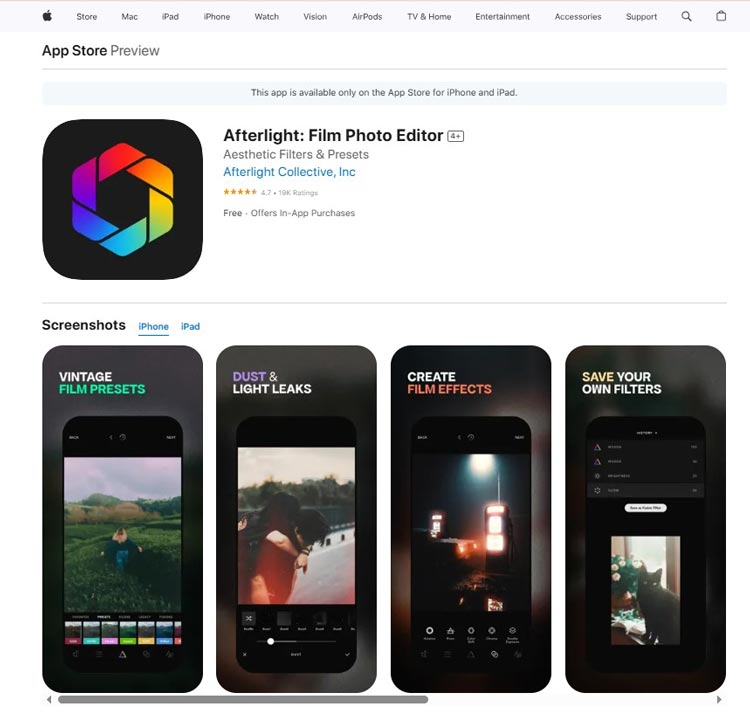 Afterlight Photo Editing Tools