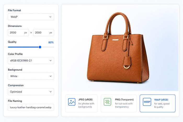 ecommerce image export settings guide